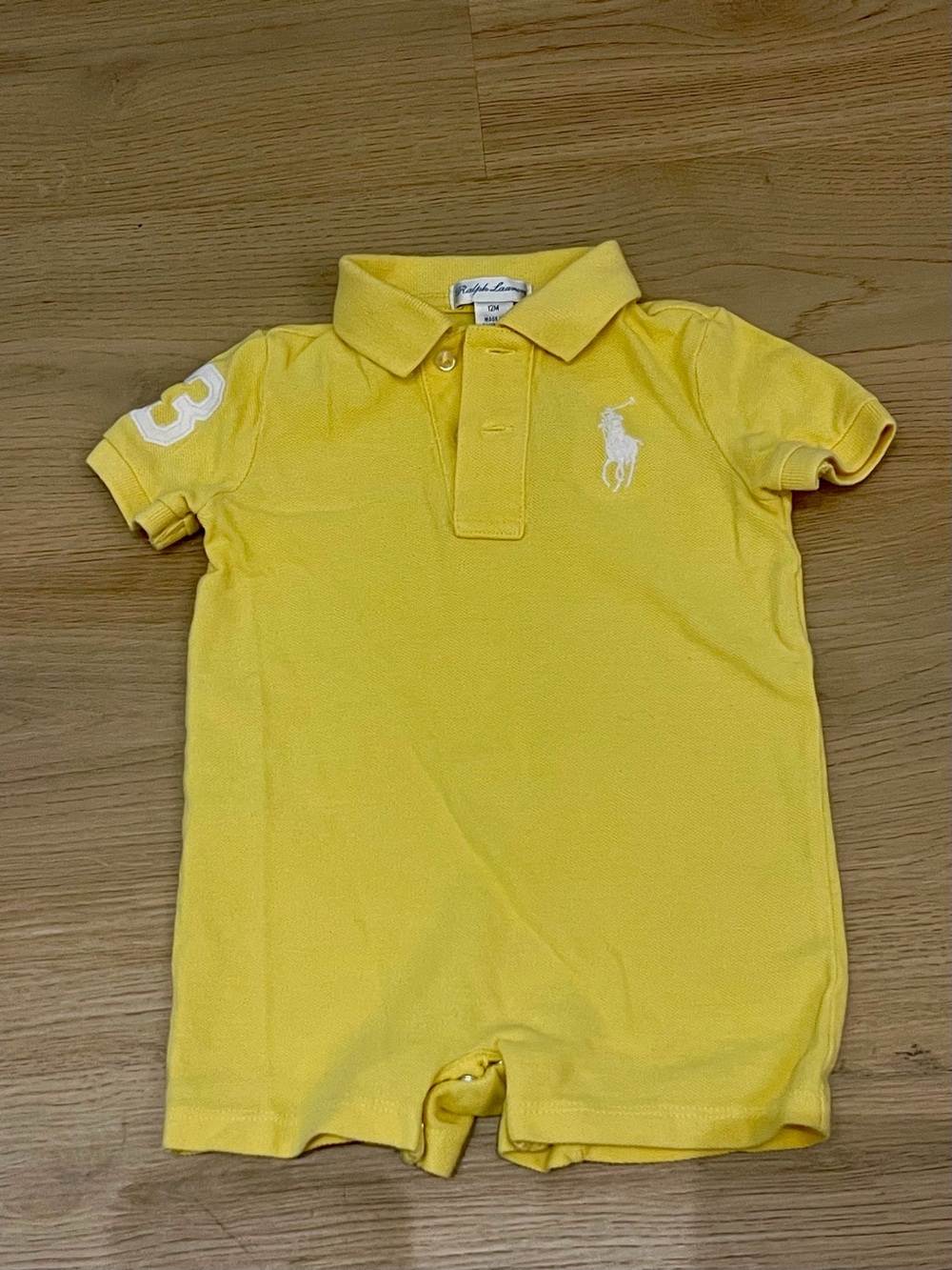 Ralph Lauren Yellow Polo Onesie with White Pony
